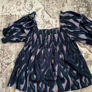 Vero Moda Navy and Pink Textured Top